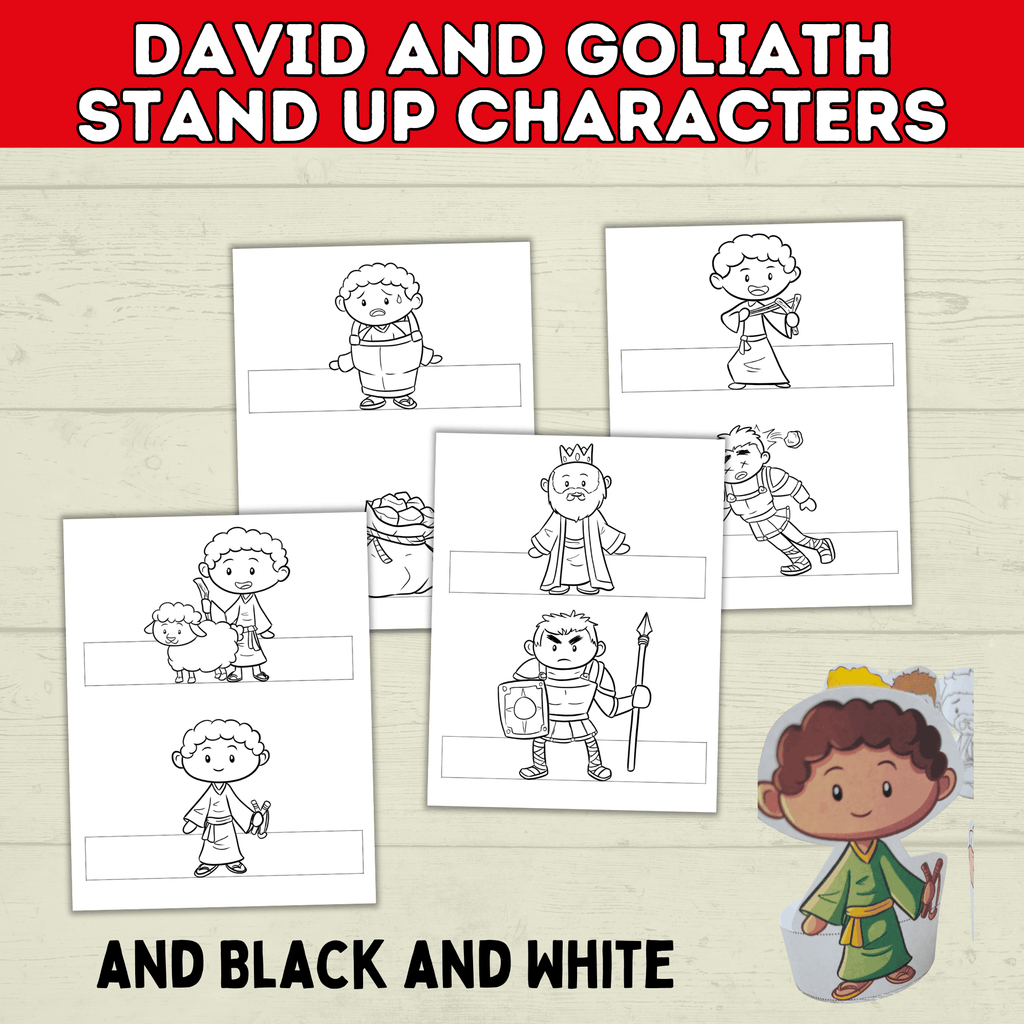 King David and Goliath Biblical Characters Stand Up Bible Story, VBS, Kids
