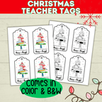 Christmas Classroom Teacher Tags Printable from Kids, Merry and Bright Holiday Gift, PDF Digital Download