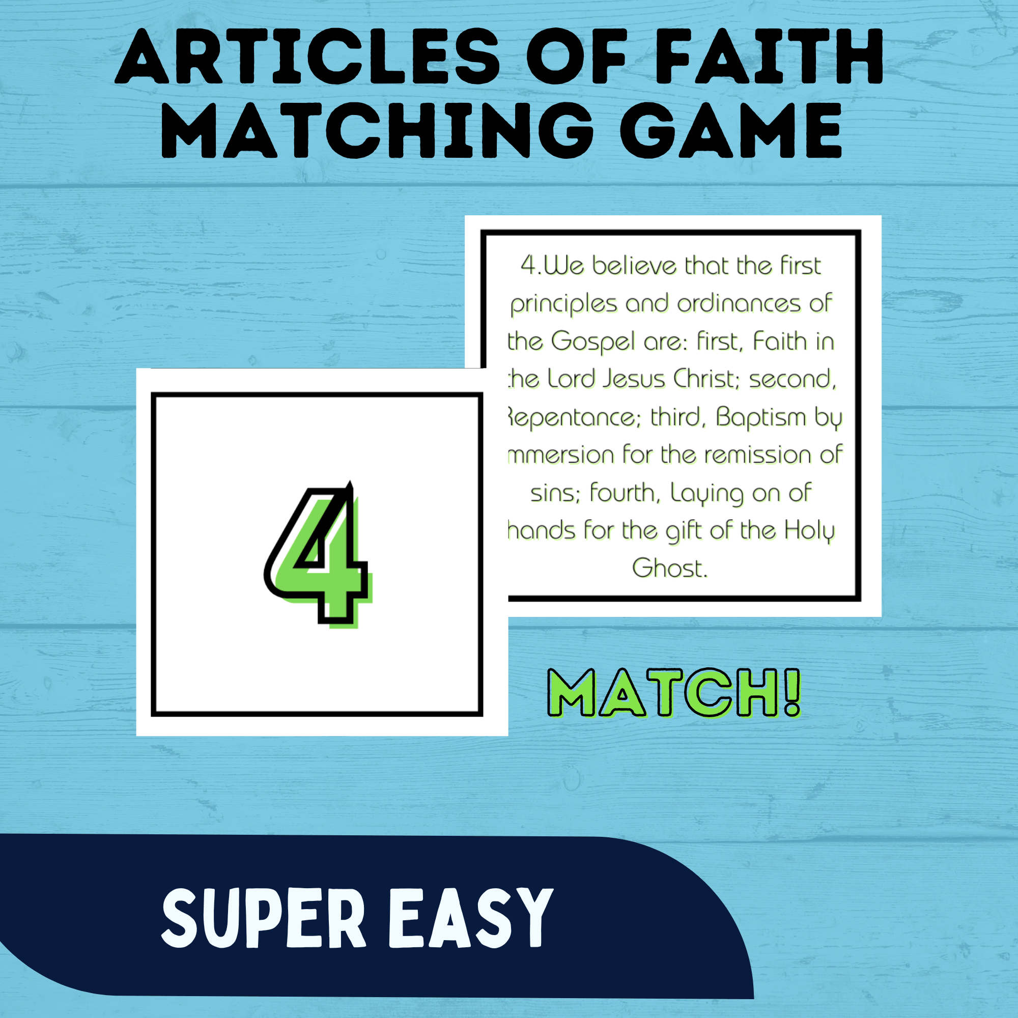 Articles of Faith Matching Game for Families | FHE Game | Articles of Faith Game | Match game for kids | Articles of Faith Printable