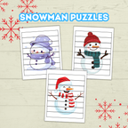 Fun Snowman Preschool Puzzles for Toddlers, Winter Holiday Activities, Kindergarten Homeschool Printable, digital Download