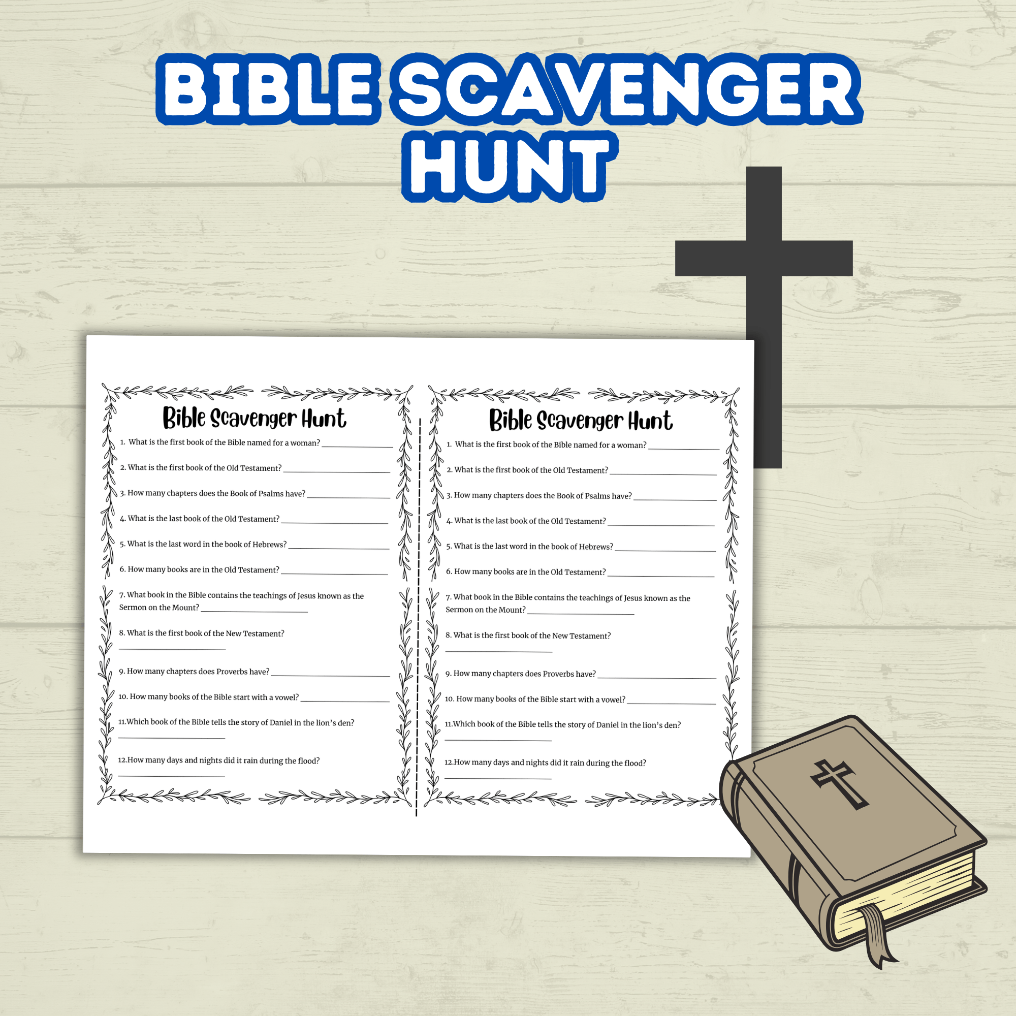 Children's and Teen Ministry Bible Scavenger Hunt, Sunday School Printable Digital Download Game, PDF