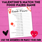 Valentine's Day Games | Valentine's Day Match Game | Food Pairs Game | Classroom Party Game | Valentine's Day Party | Kids Printables