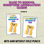 Back to School Affirmation Scripture Cards, Scripture Verse Cards, Christian Affirmations, Kids Prayer Cards