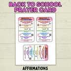 Back to School Prayer Card, Back to School Affirmations, Prayer Cards, Christian, Bible Verses, Confidence Cards, Sunday School, Scripture