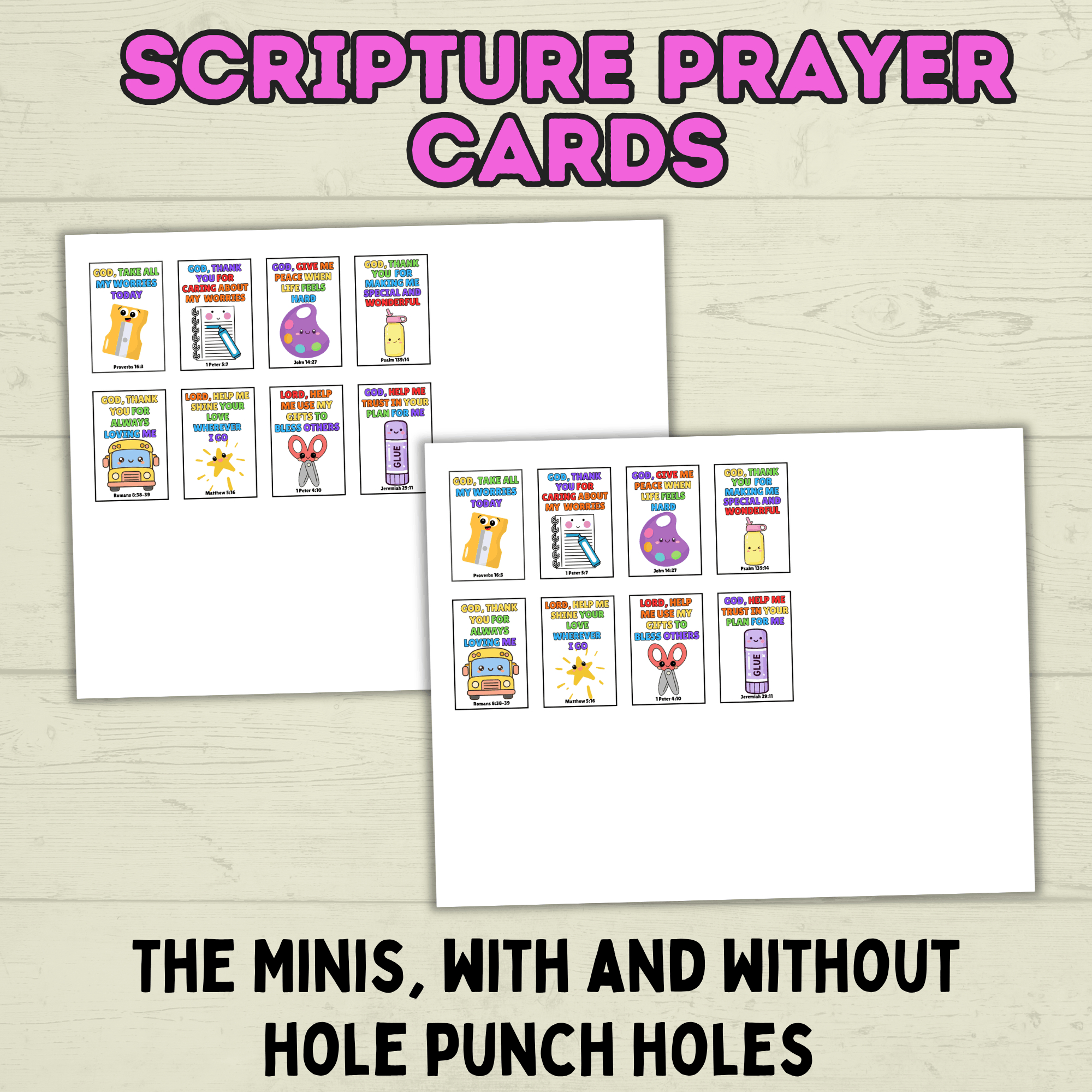 Back to School Prayer Cards, Scripture Verse Cards, Christian cards, Kids Prayer Card, First Day of School, Lunchbox Cards, Mini Prayer Card
