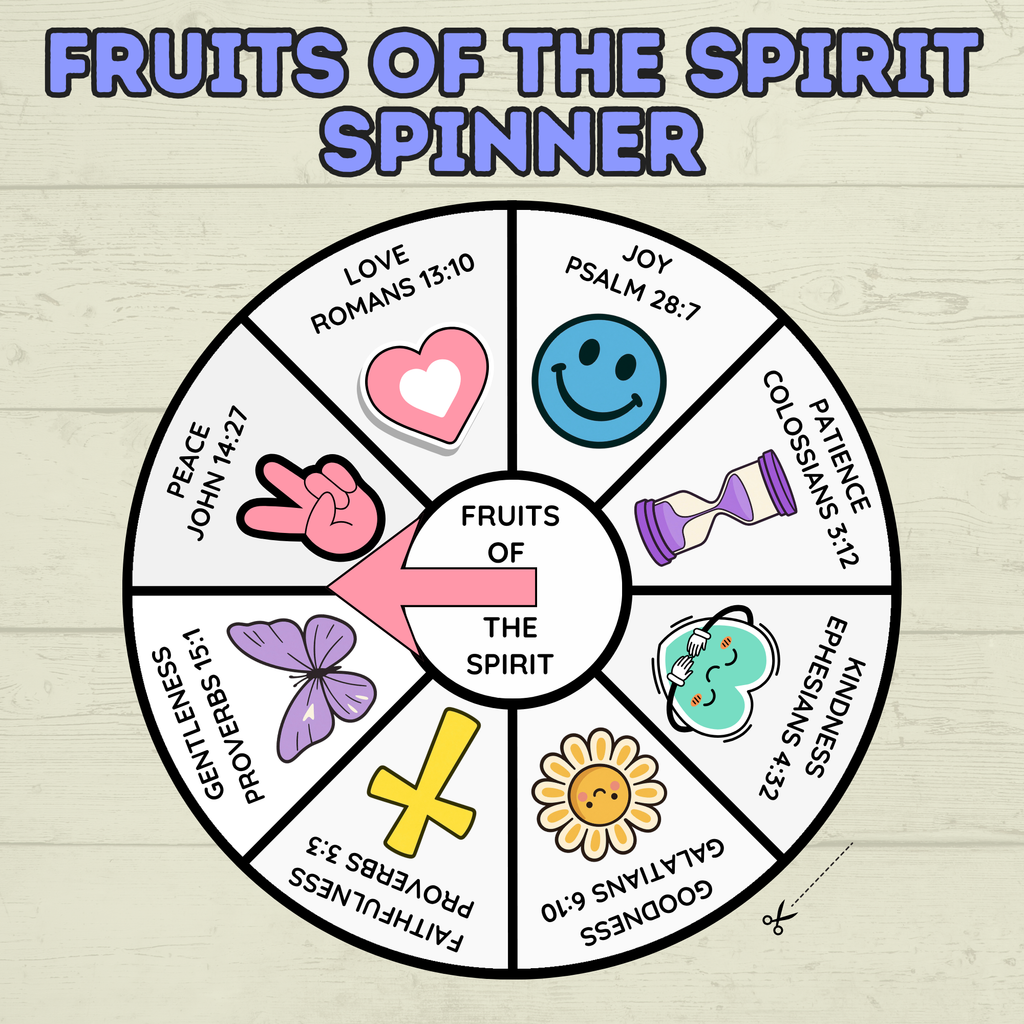 Fruits of the Spirit Craft, Spinner Craft, Sunday School Craft, Bible Craft, Bible Lesson, Christian Activity, Homeschool, Galations Lesson