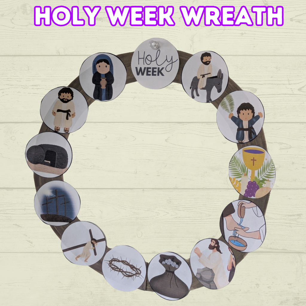 Holy Week Story Craft, Holy Week Wreath, Palm Sunday Bible Craft, Easter Week Craft, He is Risen, LDS Activities, Sunday School Craft