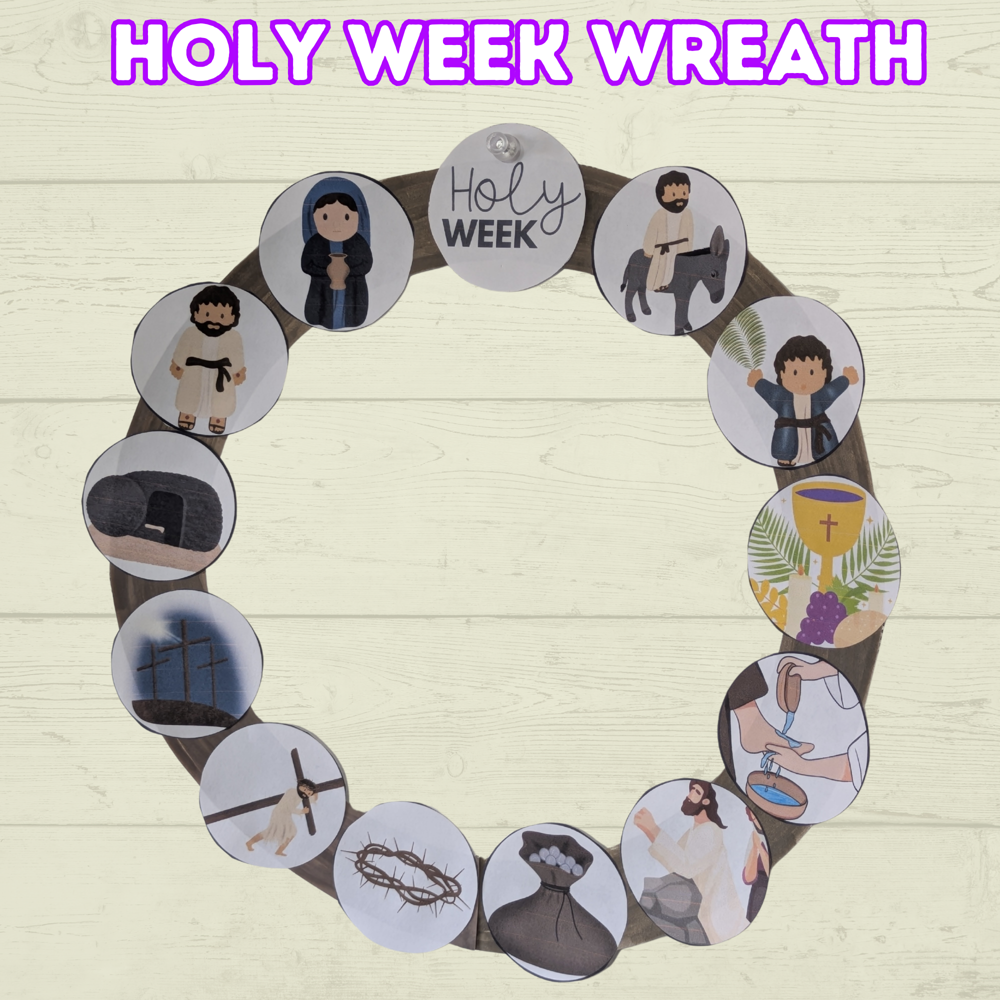 Holy Week Story Craft, Holy Week Wreath, Palm Sunday Bible Craft, Easter Week Craft, He is Risen, LDS Activities, Sunday School Craft