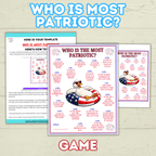 Patriotic Games, Who is Most Patriotic, Kids Games, Adult games, USA games, America Games, Memorial day, 4th of July games, party games