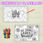 Christian Coloring Pages, Christian Placemats, Kids Placemats, Kids Coloring Pages, Sunday School Activity, Religious Placemats, Jesus