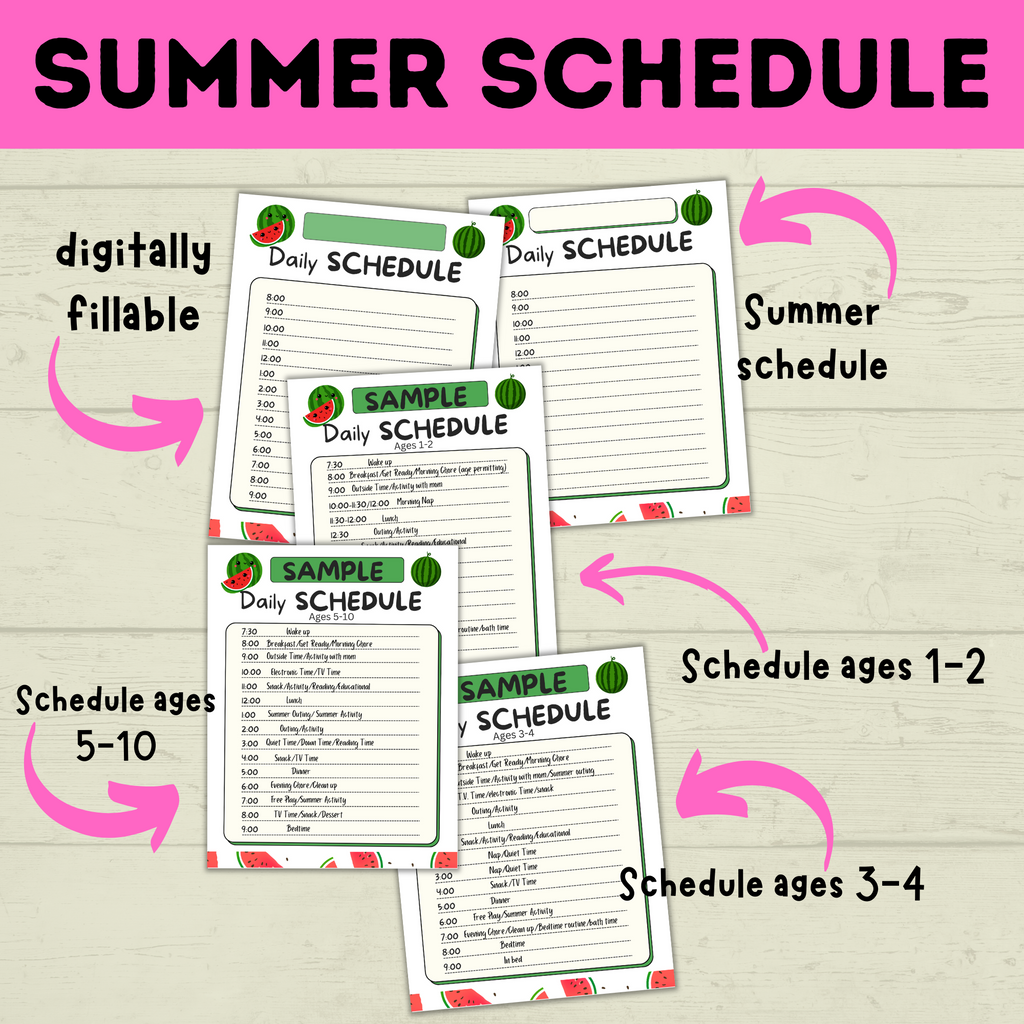 Summer Planner | Summer Schedule | Summer Activities | Summer Printable | Summer Fun | Chore Chart | Sample Schedule | Activity Ideas