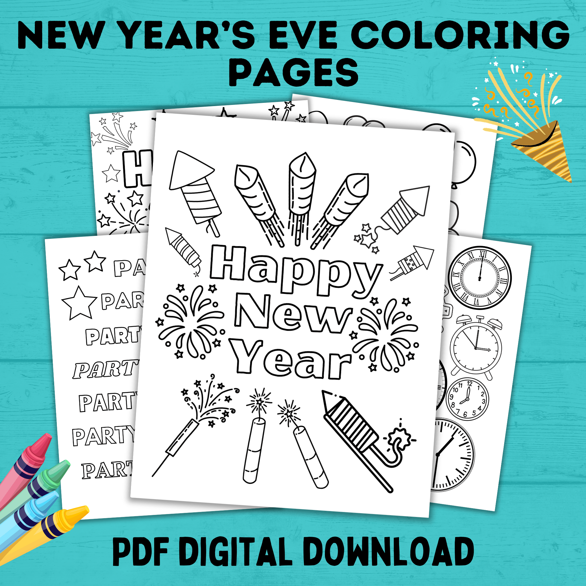 New Year's Eve Coloring Pages for Kids | New Year's Eve Activities | Coloring Pages