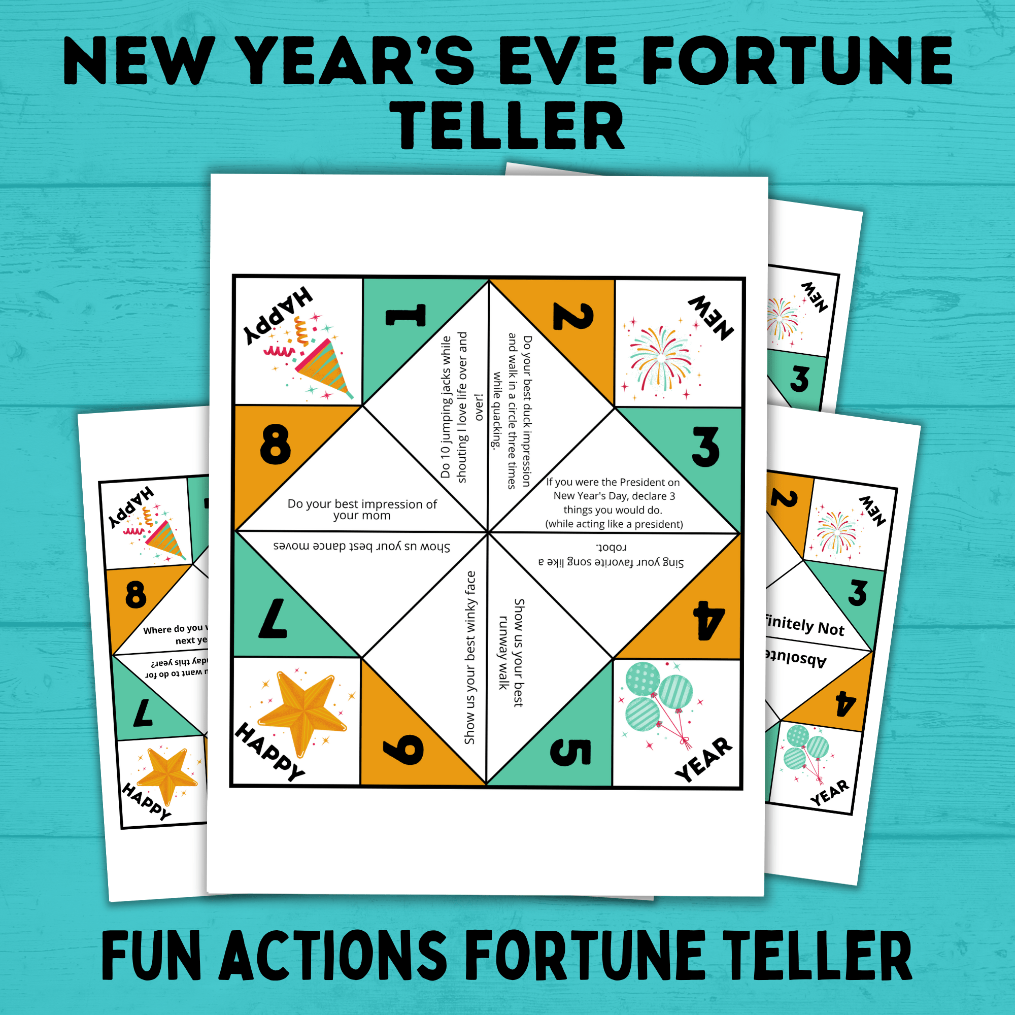 New Year's Eve Printable | New Year's Fortune Teller | Fortune Teller for Kids | Kids Activities | Printables | New Year's Eve Activities