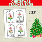 Christmas Classroom Teacher Tags Printable from Kids, Merry and Bright Holiday Gift, PDF Digital Download