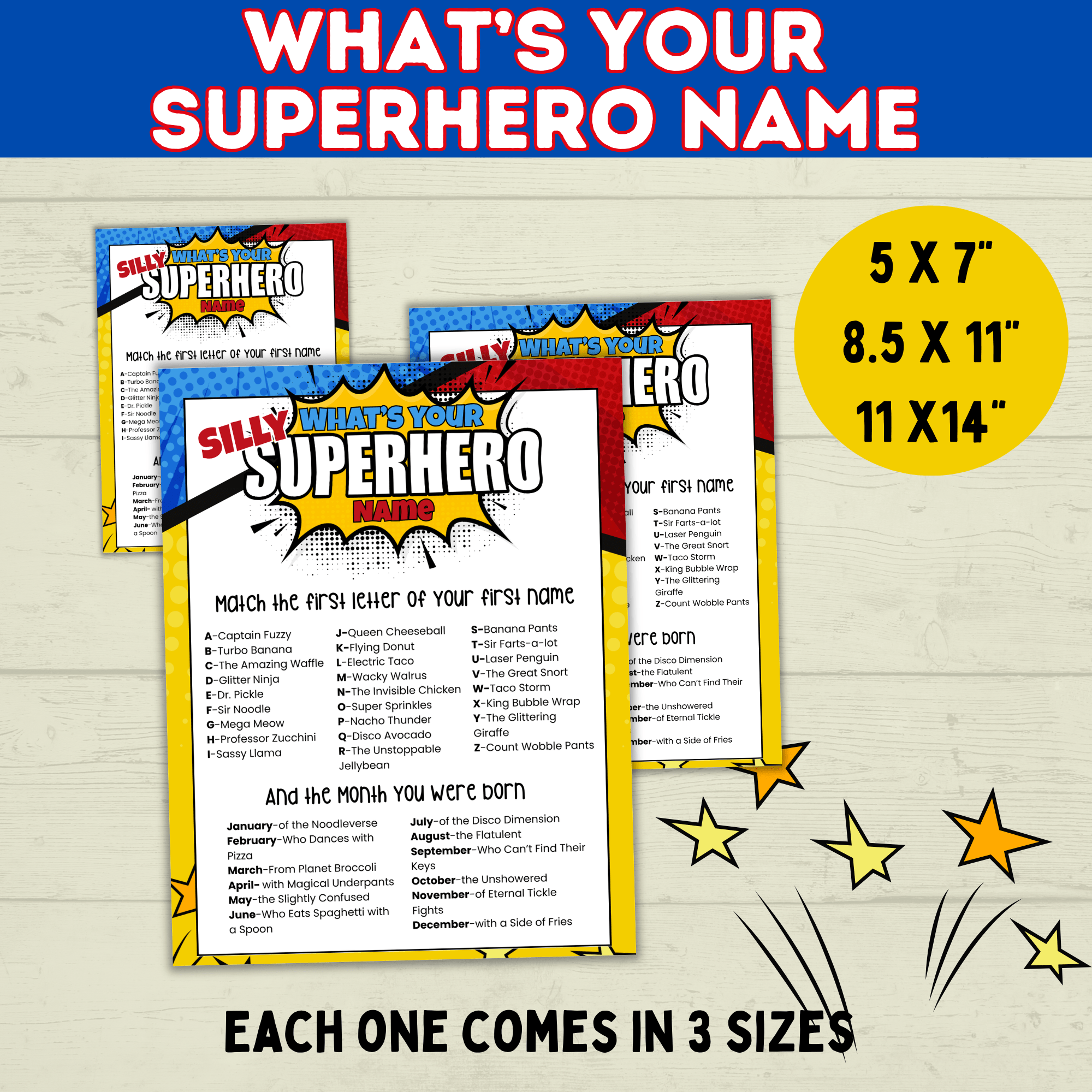 Superhero Name Game Printable Instant Digital Download | Superhero Party | Superhero Game | Name Game for Kids | Birthday Party Games