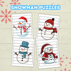 Fun Snowman Preschool Puzzles for Toddlers, Winter Holiday Activities, Kindergarten Homeschool Printable, digital Download