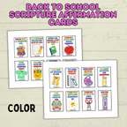 Back to School Affirmation Scripture Cards, Scripture Verse Cards, Christian Affirmations, Kids Prayer Cards