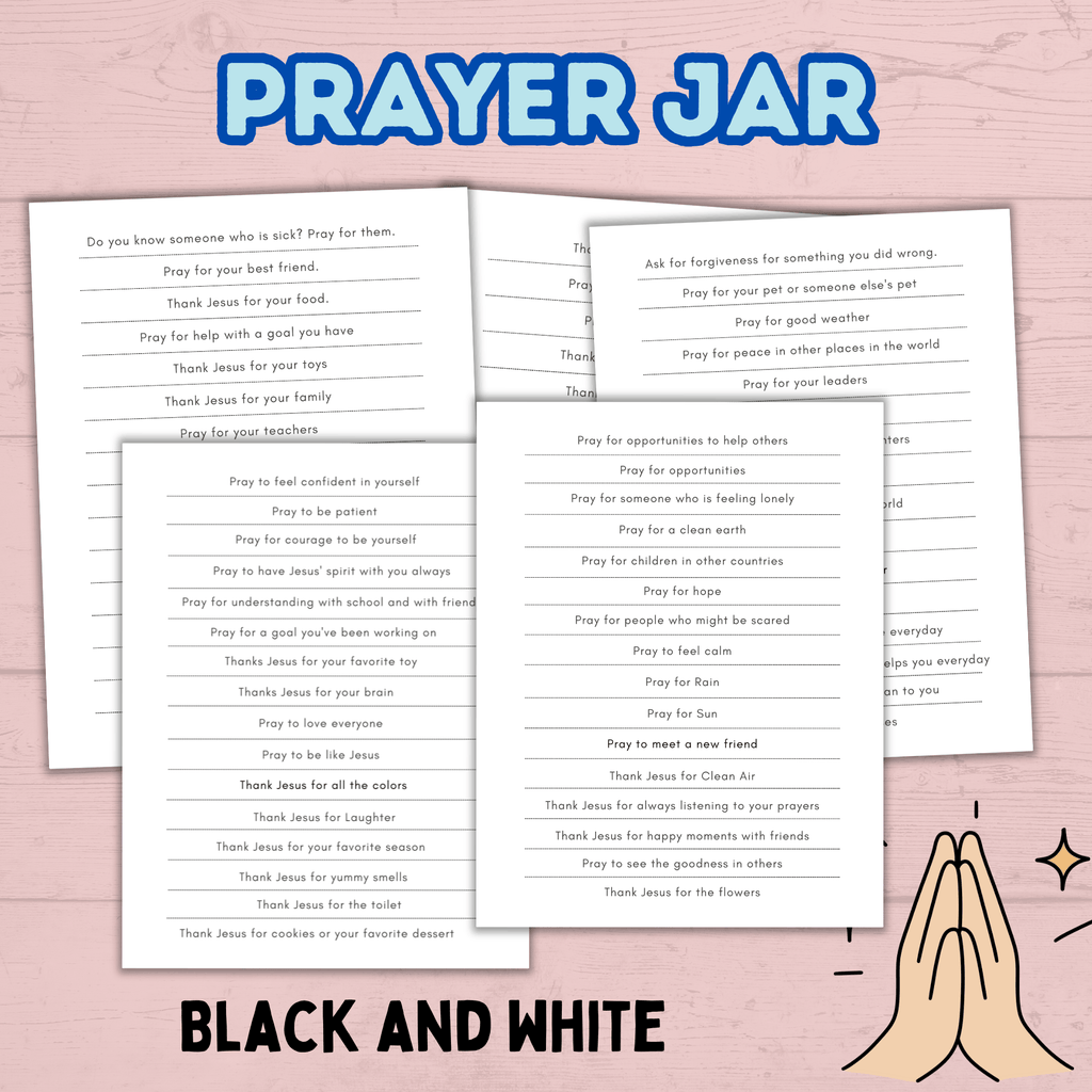 Prayer Prompts for Kids Activity Jar, Prayer List, Christian Sunday School Activities, Cards, Prayer Jar, Praying Craft, Challenge, Church
