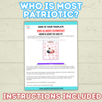 Patriotic Games, Who is Most Patriotic, Kids Games, Adult games, USA games, America Games, Memorial day, 4th of July games, party games