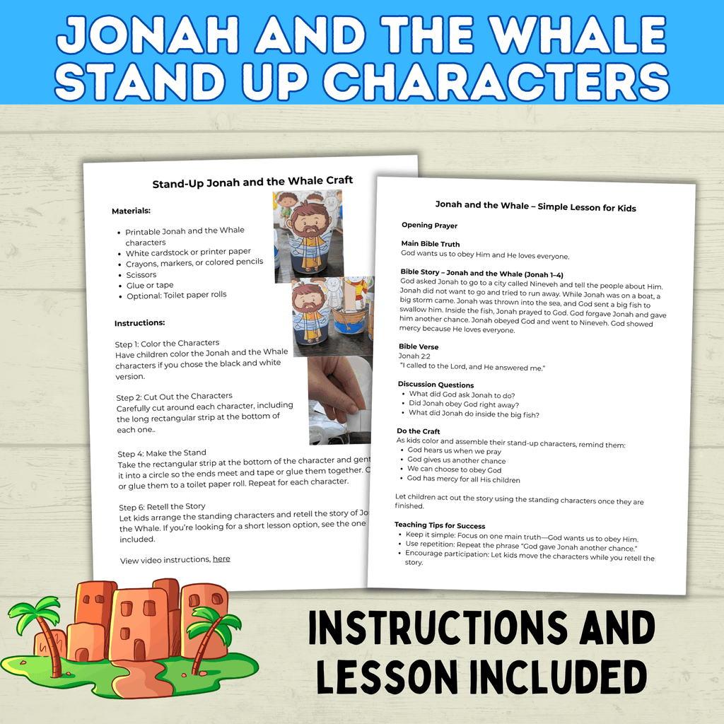 Jonah and the Whale, Biblical Characters Craft, Bible Story Lessons, Kids Ministry, Sunday