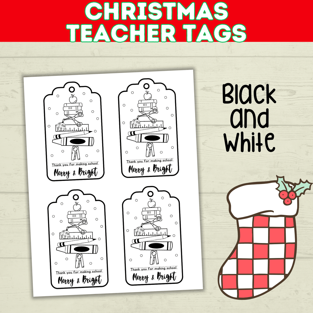 Christmas Classroom Teacher Tags Printable from Kids, Merry and Bright Holiday Gift, PDF Digital Download