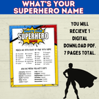 Superhero Name Game Printable Instant Digital Download | Superhero Party | Superhero Game | Name Game for Kids | Birthday Party Games