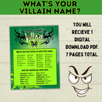 What's Your Villain Name Game? Kid's Birthday Party Games | Halloween Games for Kids | PDF Digital Download