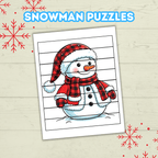 Fun Snowman Preschool Puzzles for Toddlers, Winter Holiday Activities, Kindergarten Homeschool Printable, digital Download