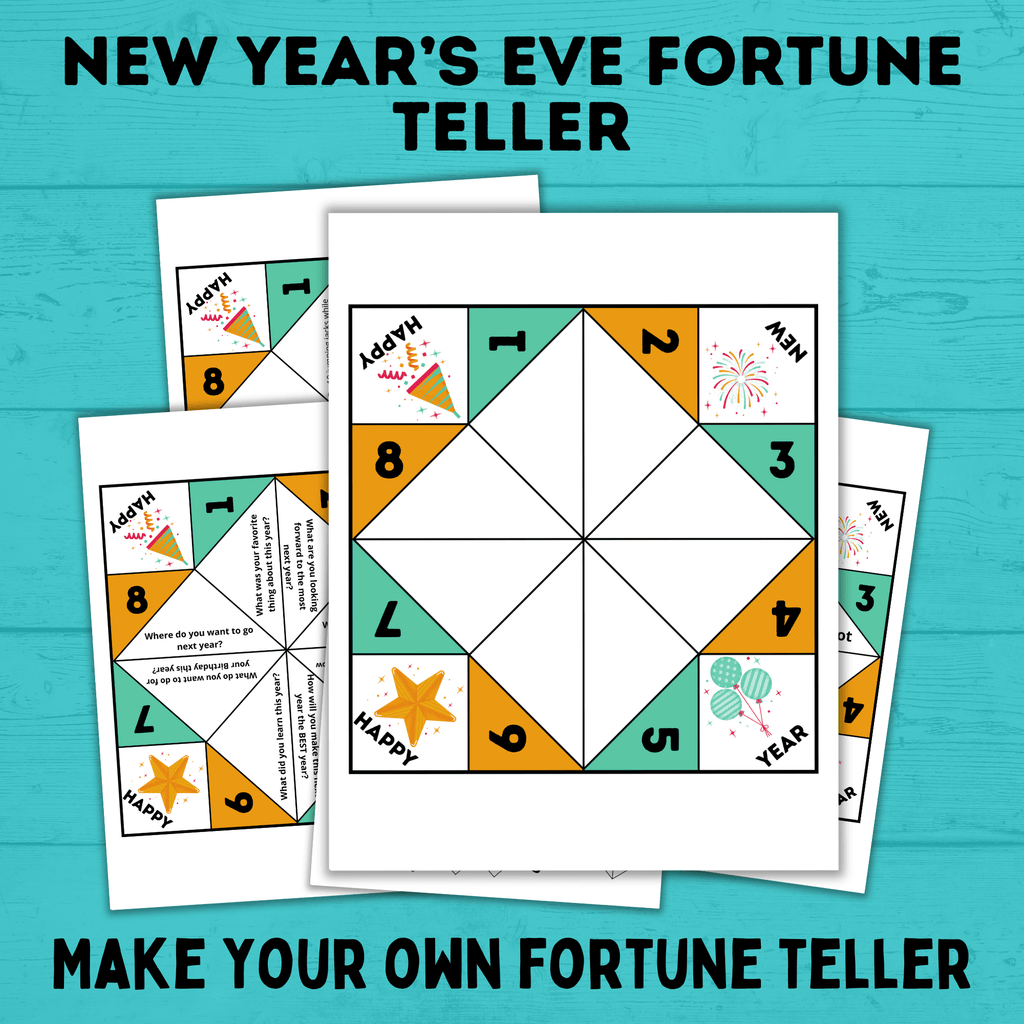 New Year's Eve Printable | New Year's Fortune Teller | Fortune Teller for Kids | Kids Activities | Printables | New Year's Eve Activities