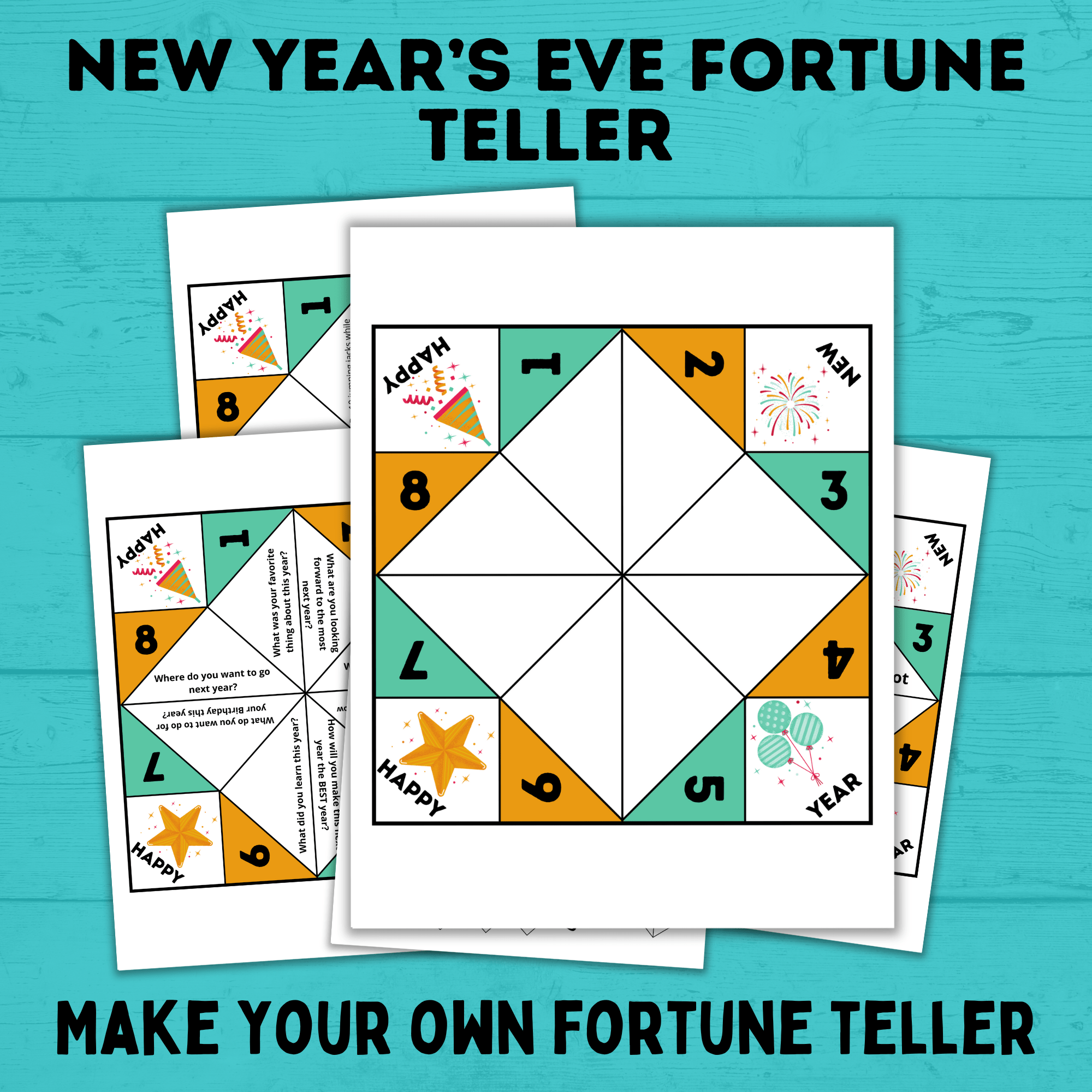 New Year's Eve Printable | New Year's Fortune Teller | Fortune Teller for Kids | Kids Activities | Printables | New Year's Eve Activities