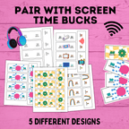 Screen Time Reward Chart Bundle | Kids Chore Chart | Kids Checklist | Chart for Kids | Technology Chart | Screen Time Bucks | Earn Screen