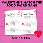 Valentine's Day Games | Valentine's Day Match Game | Food Pairs Game | Classroom Party Game | Valentine's Day Party | Kids Printables