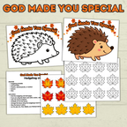 Hedgehog Craft, God Made Me Special, Sunday School Craft, Jesus Craft, Cut and Paste Craft, Easy Craft, Leaf Fall Craft, Christian Activity
