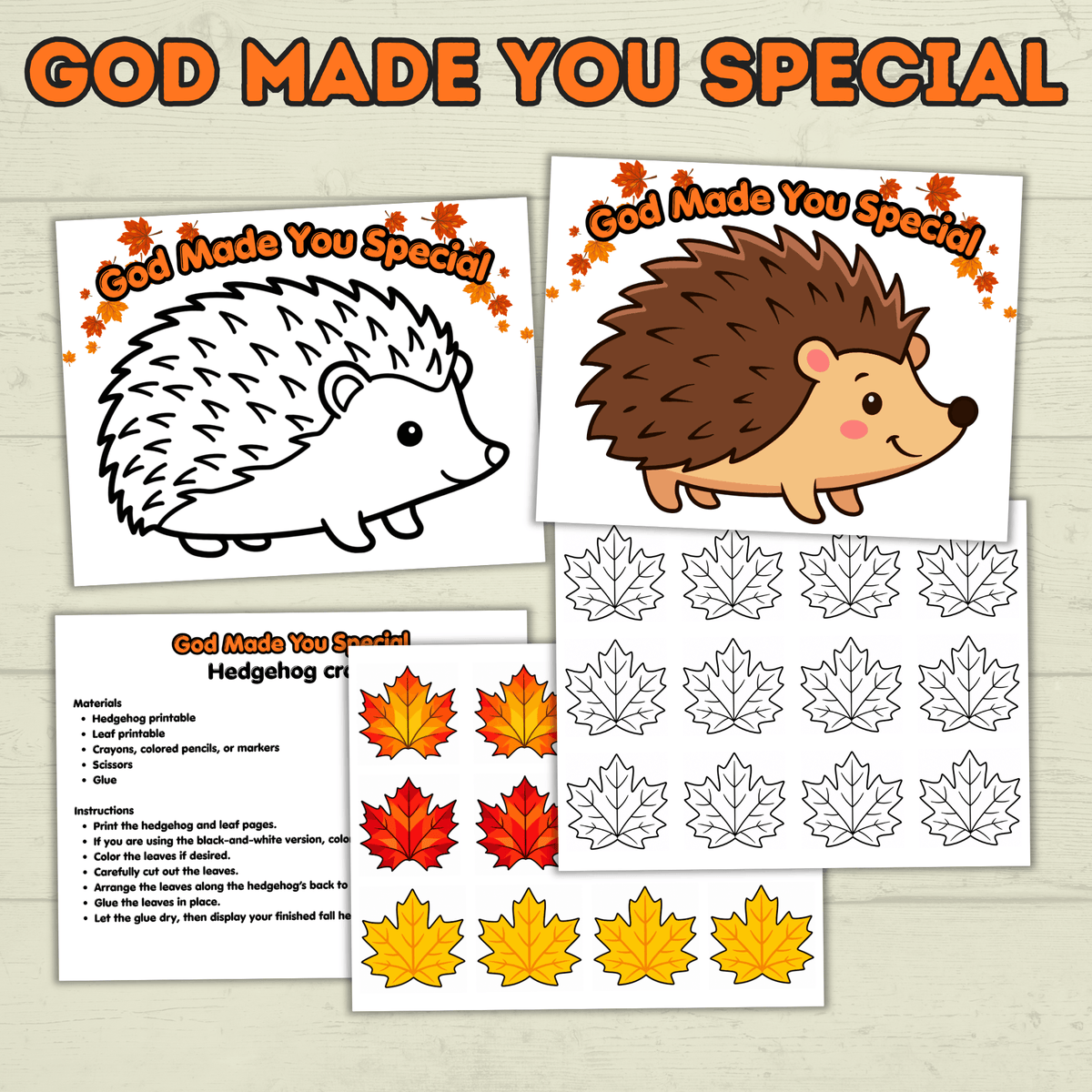 Hedgehog Craft, God Made Me Special, Sunday School Craft, Jesus Craft, Cut and Paste Craft, Easy Craft, Leaf Fall Craft, Christian Activity