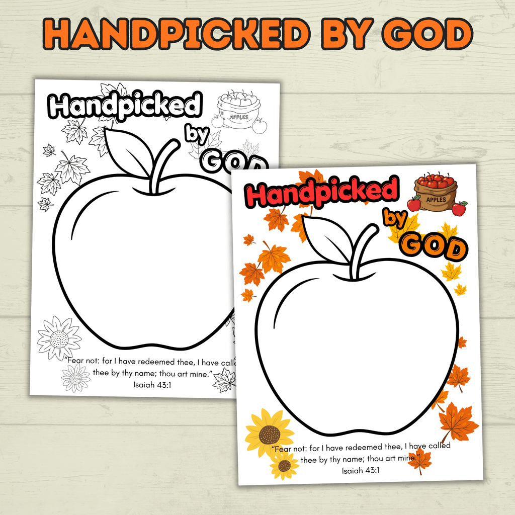Handpicked by God, Apple Craft, Fall Craft, Fall Apple Craft,Fall Christian Craft, Sunday School Craft, Christian Activity,Fingerpaint Craft