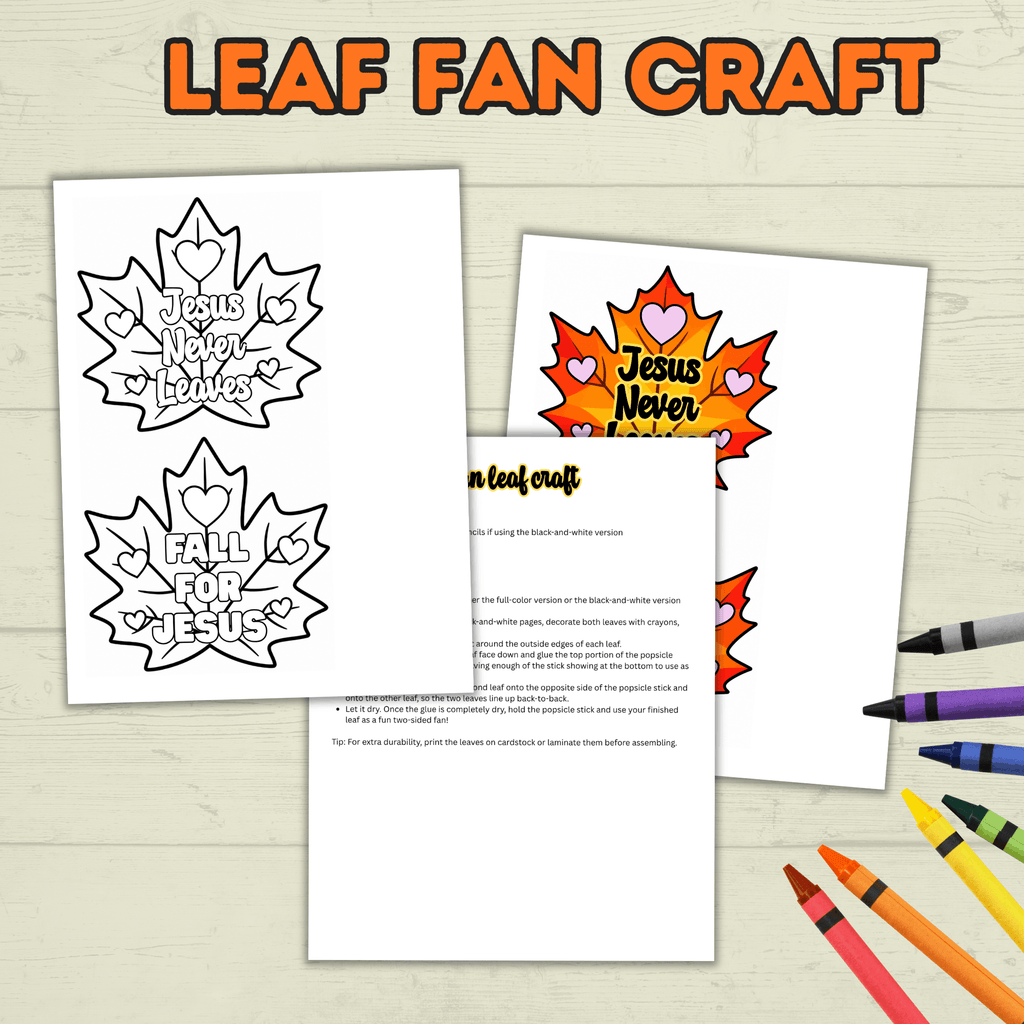 Leaf Fan Craft, Christian Fan Craft, Fall Craft, Christian Activity, Bible Lesson, Homeschool, Jesus Craft, Fall for Jesus, Leaf Craft