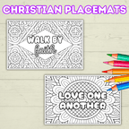 Christian Coloring Pages, Christian Placemats, Kids Placemats, Kids Coloring Pages, Sunday School Activity, Religious Placemats, Jesus