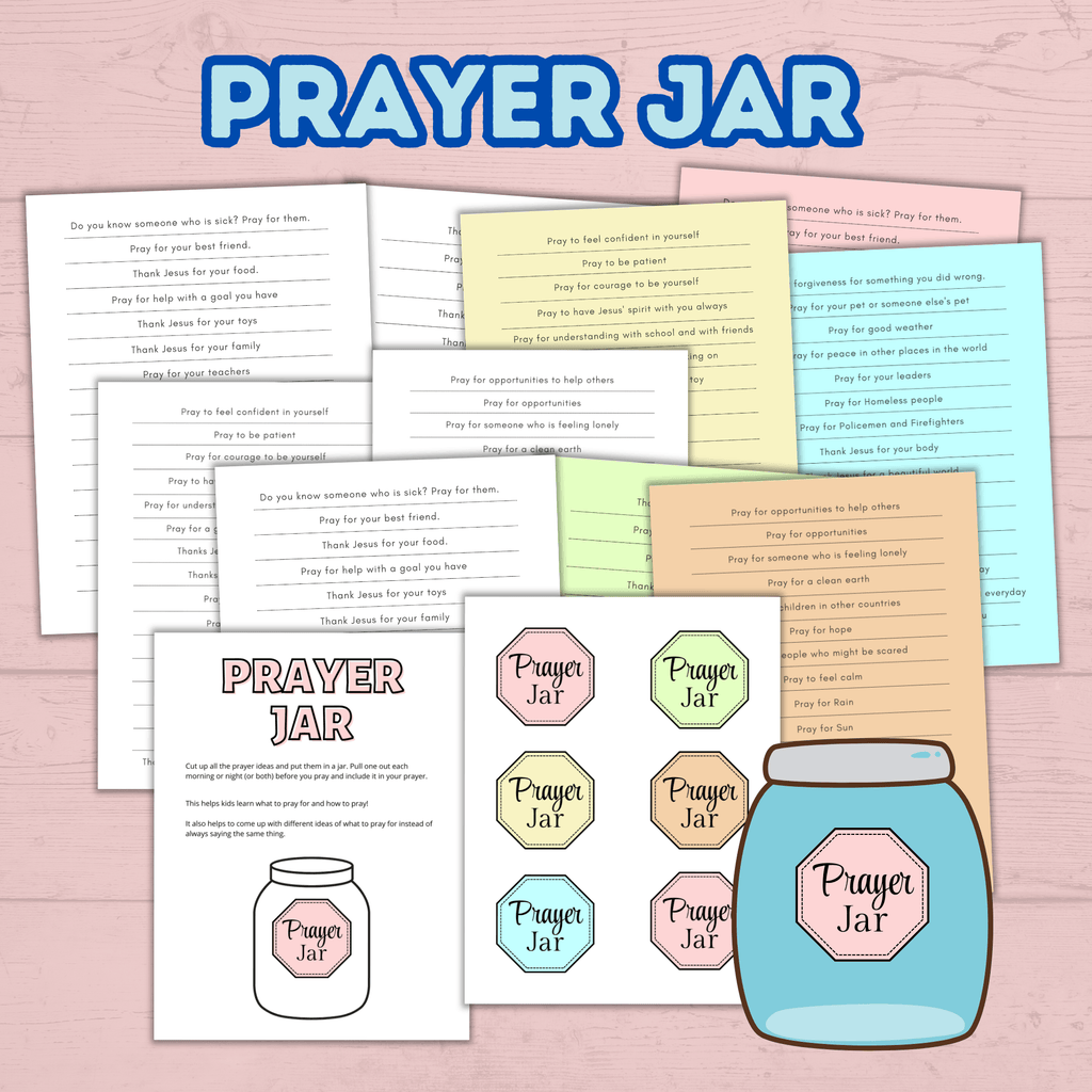 Prayer Prompts for Kids Activity Jar, Prayer List, Christian Sunday School Activities, Cards, Prayer Jar, Praying Craft, Challenge, Church