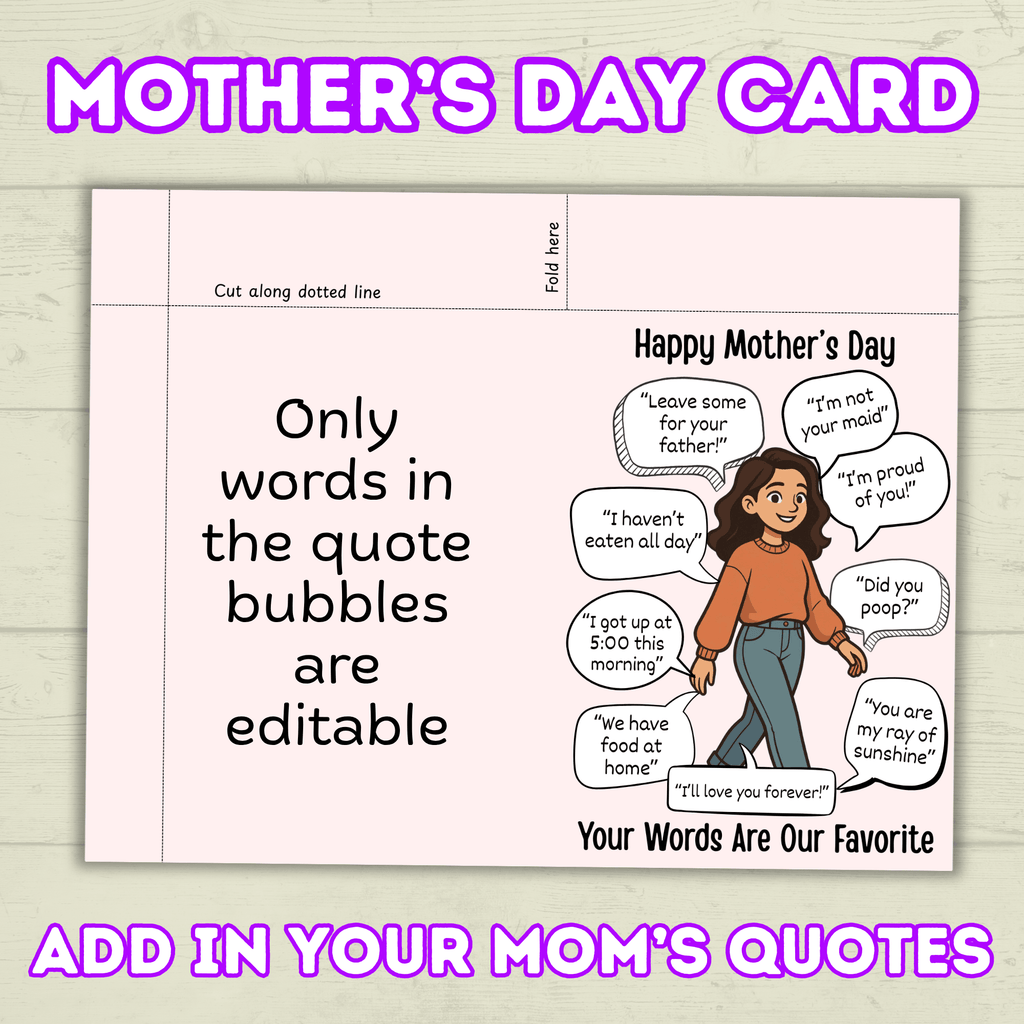 Funny Mother's Day Card, Mother Quote, Mom Quotes, What Mom Says, Humor Mom Card, Mom Gift, Family Card, Wife Card, Card from Siblings