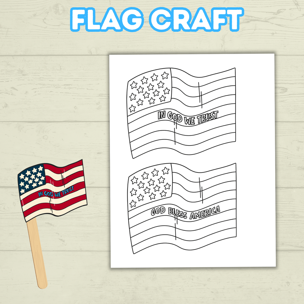 Patriotic Flag Craft for Kids, In God We Trust, USA Craft, American Flag Craft, Memorial Day Craft, 4th of July Craft, Veterans day Craft