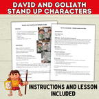 King David and Goliath Biblical Characters Stand Up Bible Story, VBS, Kids