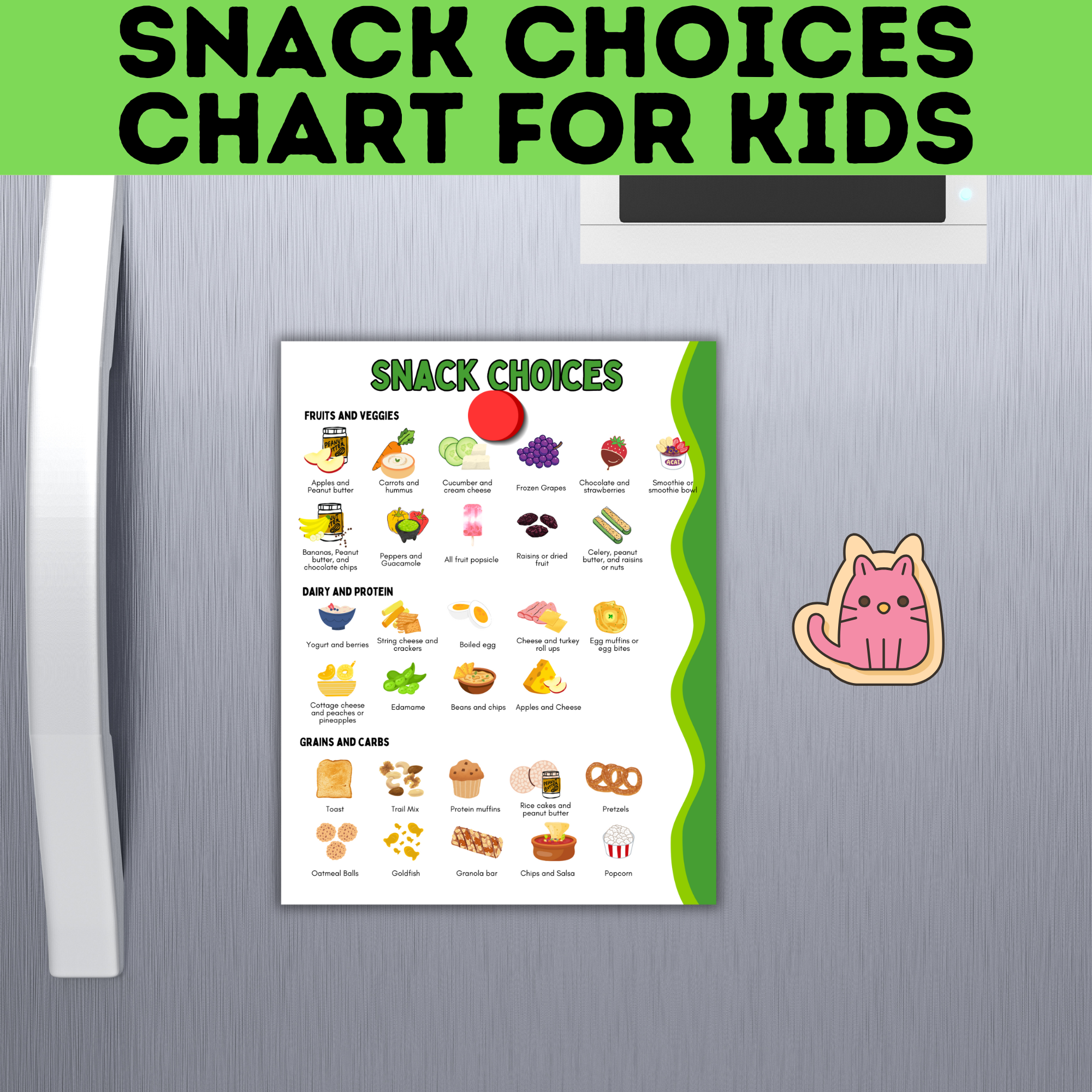 Kid's Snack Chart | Snack Choices Chart | Snacks for Kids | Healthy Snack Poster | Kids chart | Snack chart | Snack options | PDF printable