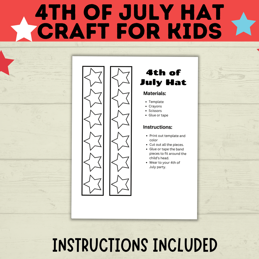 4th of July Craft for Kids | Patriotic Hat for Kids | Kids Craft | Toddler Craft | Independence Day Craft | Hat Craft | PDF download