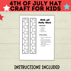 4th of July Craft for Kids | Patriotic Hat for Kids | Kids Craft | Toddler Craft | Independence Day Craft | Hat Craft | PDF download