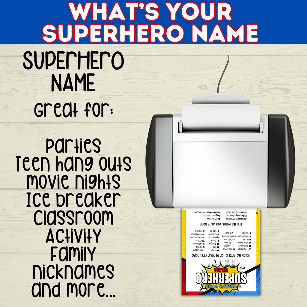 Superhero Name Game Printable Instant Digital Download | Superhero Party | Superhero Game | Name Game for Kids | Birthday Party Games