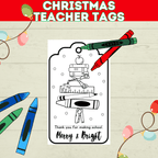 Christmas Classroom Teacher Tags Printable from Kids, Merry and Bright Holiday Gift, PDF Digital Download