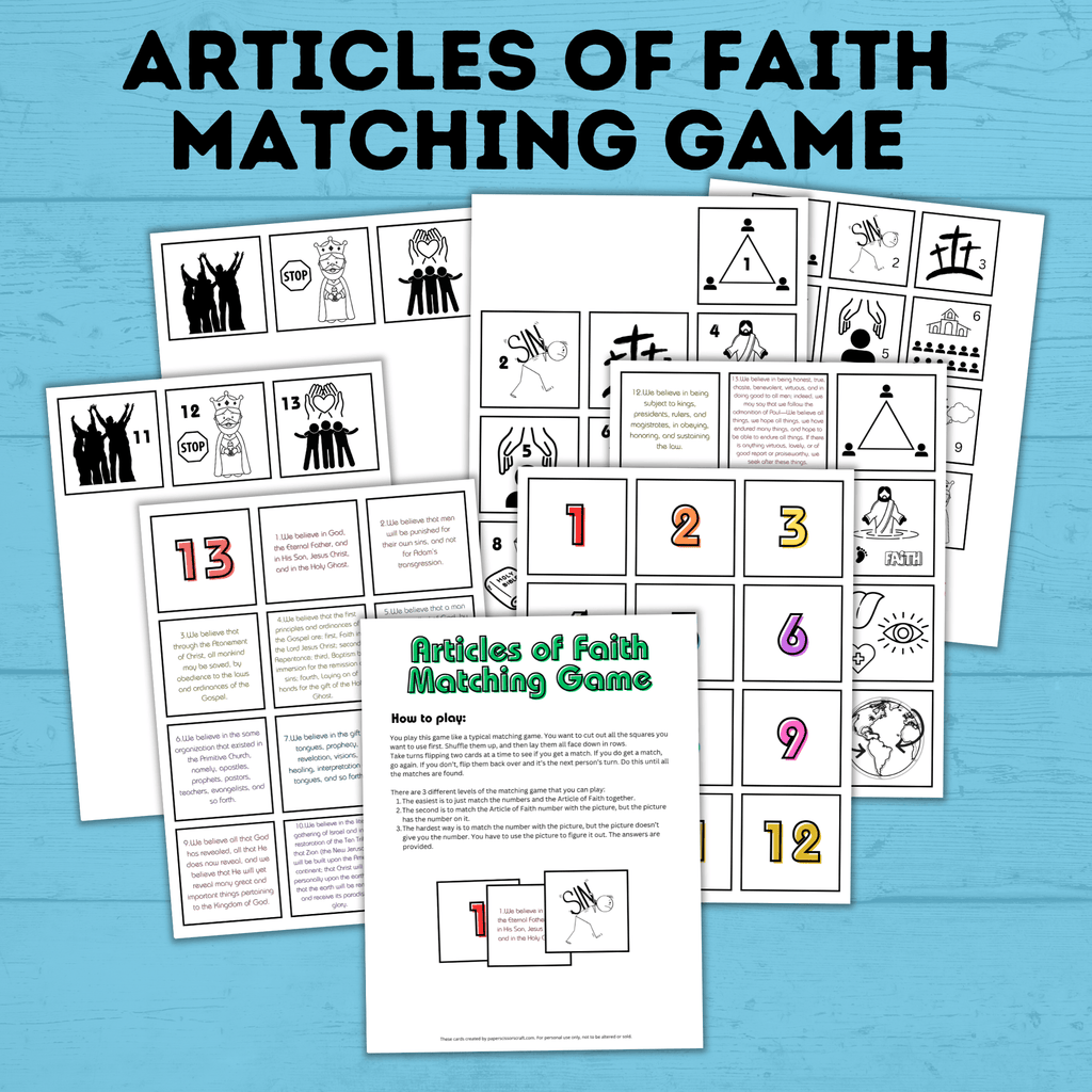 Articles of Faith Matching Game for Families | FHE Game | Articles of Faith Game | Match game for kids | Articles of Faith Printable