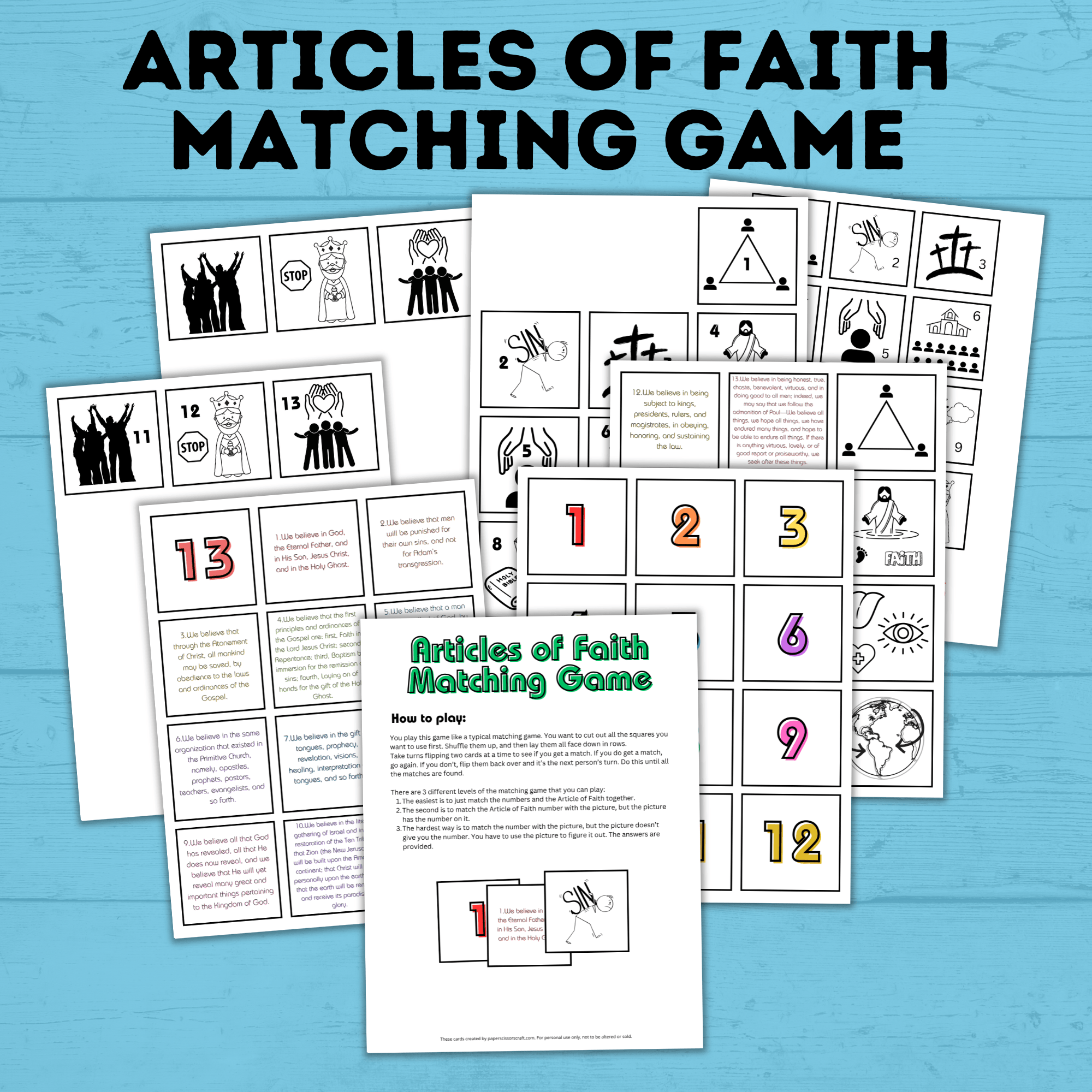 Articles of Faith Matching Game for Families | FHE Game | Articles of Faith Game | Match game for kids | Articles of Faith Printable