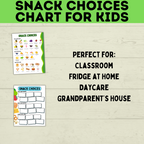 Kid's Snack Chart | Snack Choices Chart | Snacks for Kids | Healthy Snack Poster | Kids chart | Snack chart | Snack options | PDF printable