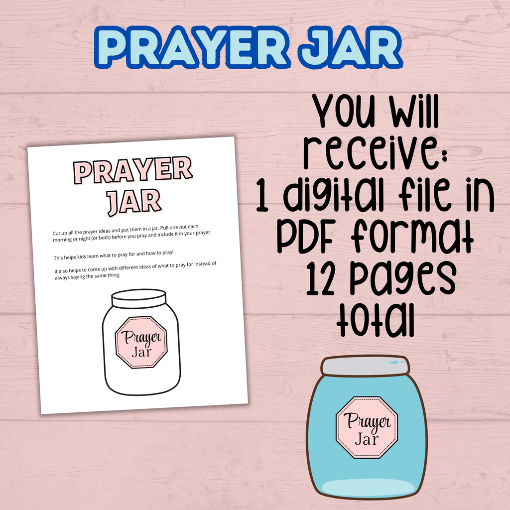 Prayer Prompts for Kids Activity Jar, Prayer List, Christian Sunday School Activities, Cards, Prayer Jar, Praying Craft, Challenge, Church